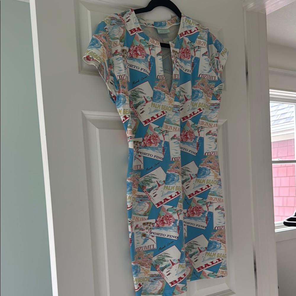 Manuel Canovas French Colorful Print Dress size medium/large fits like 6/10